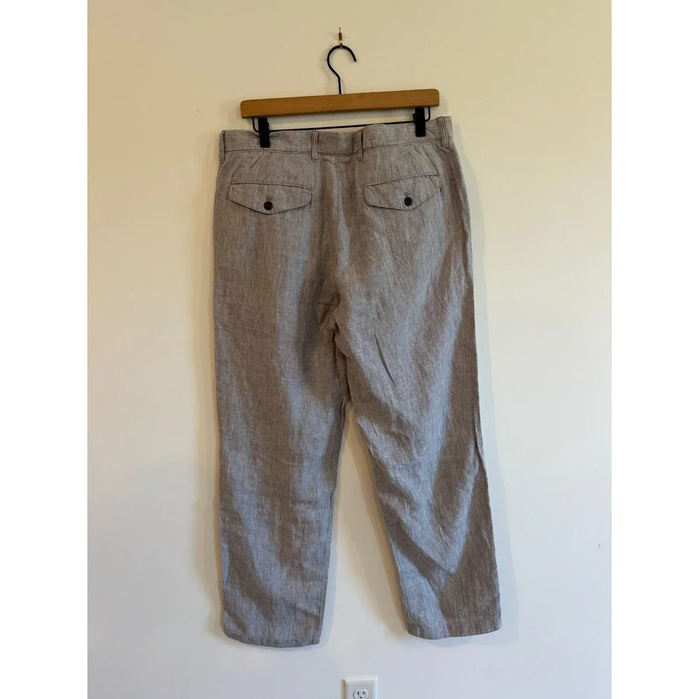 J.Crew Oarsman 100% Linen Trouser Dress Pants Mens 33x32 Grey CA092 SU24